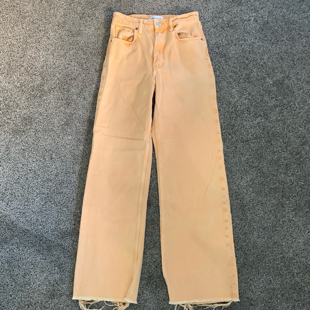 wide leg distressed jeans